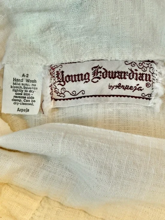 Vintage YOUNG EDWARDIAN DRESS Pinafore Ruffles Embroidered Birds 1970s Boho XS/S - Picture 4 of 11